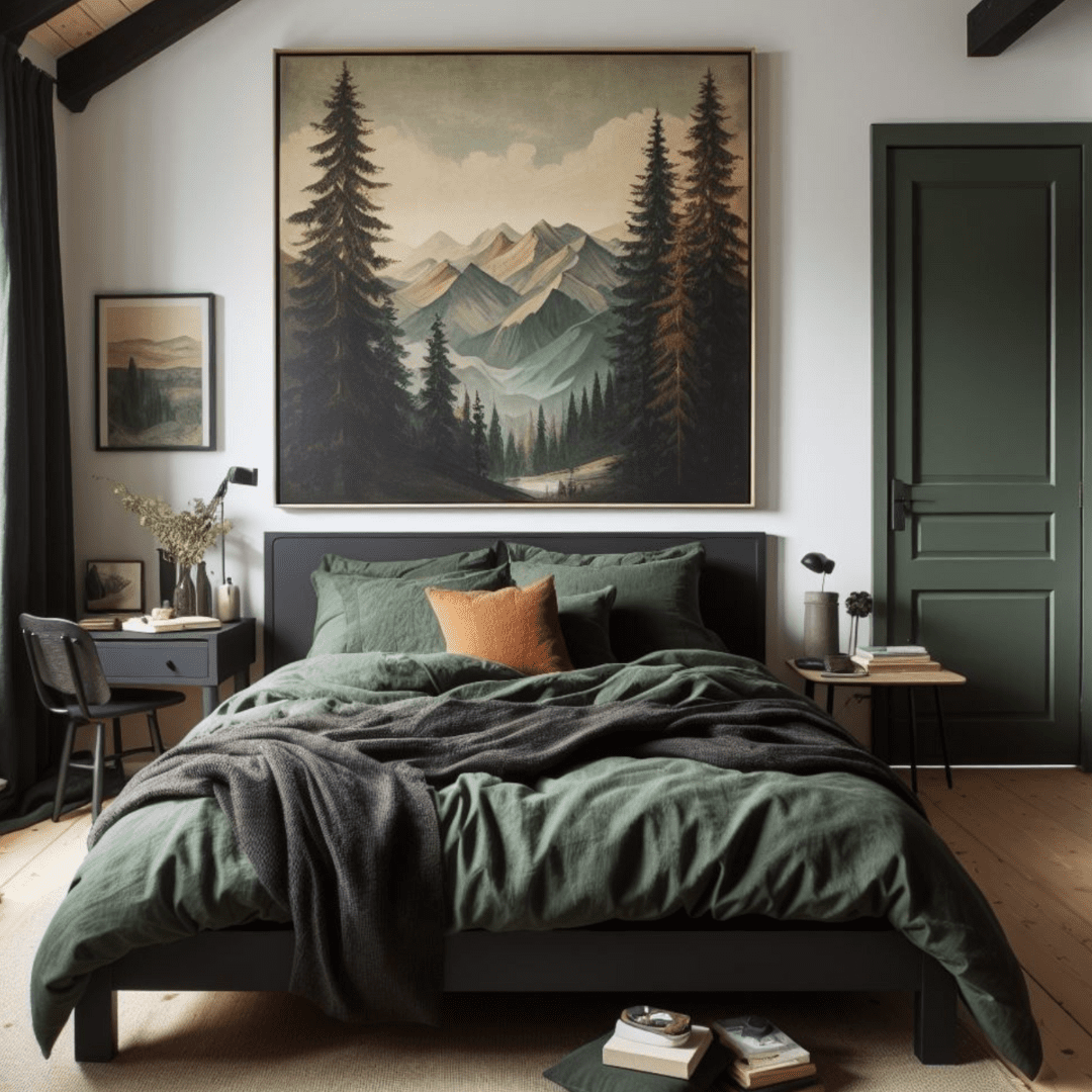 10 Beautiful Black And Dark Green Bedroom Ideas