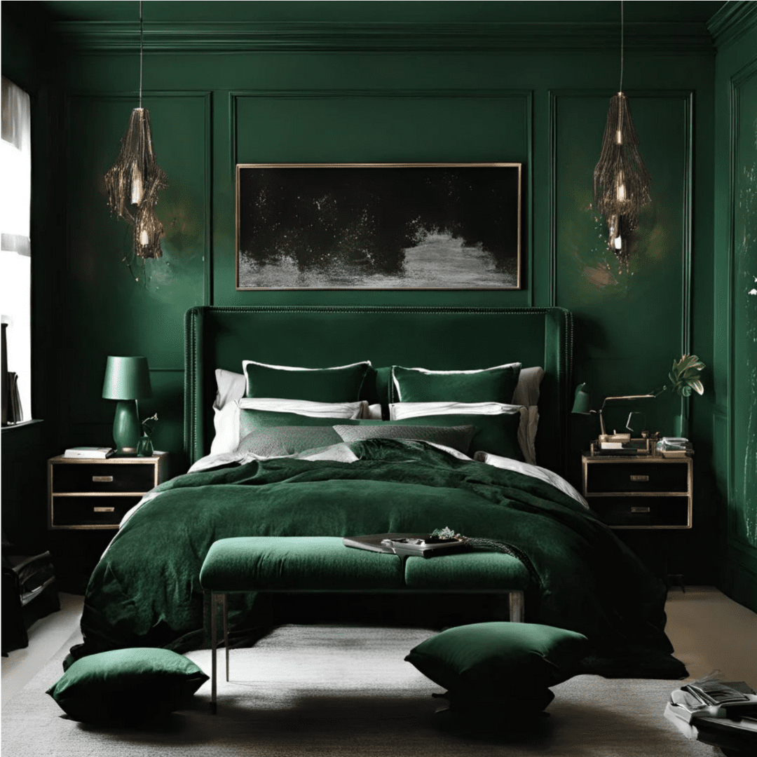 10 Beautiful Black And Dark Green Bedroom Ideas