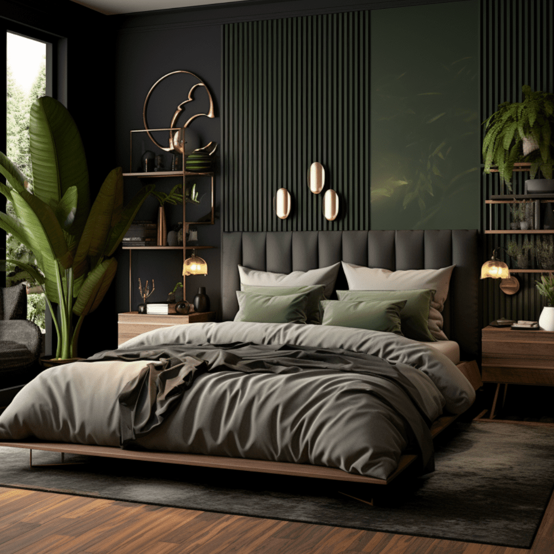 10 Beautiful Black And Dark Green Bedroom Ideas